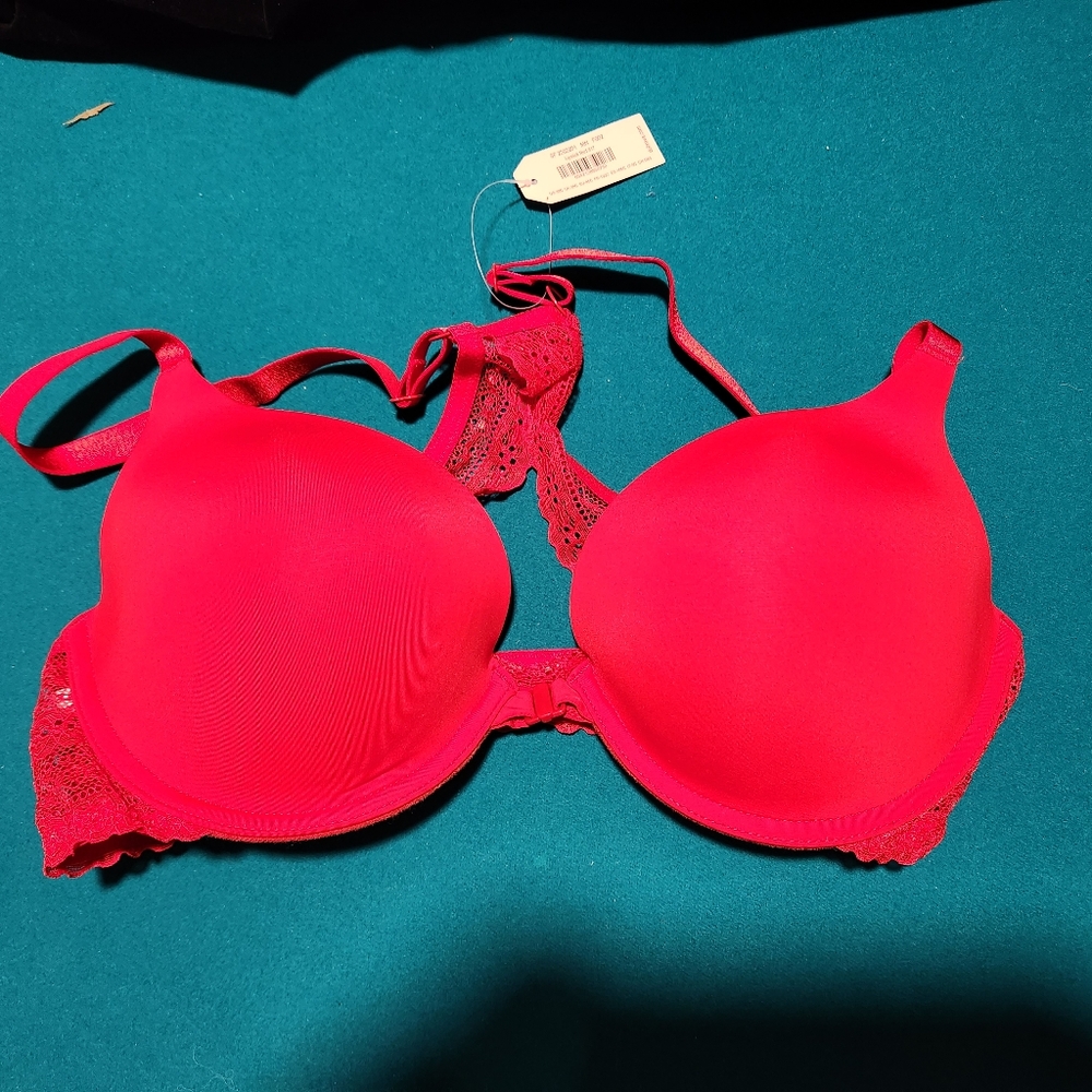 Red Lace Racerback Bra 38C